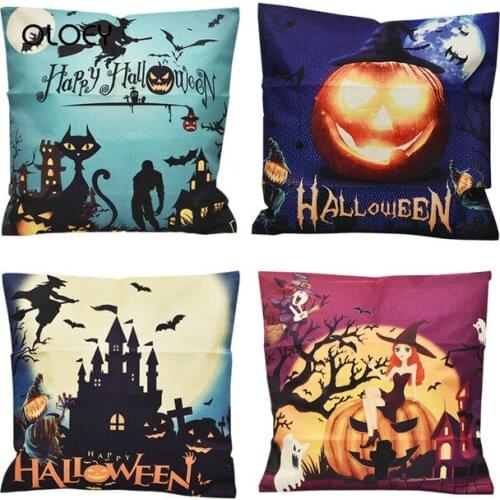 45x45cm Halloween Pumpkin Ghost Decoration Soft Cushion Cover Polyester Cushion Cover Home Bedroom Hotel Car Seat Decoration