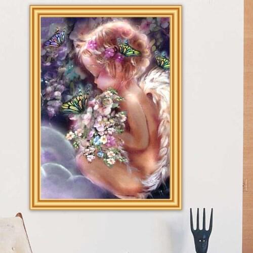 5D DIY Diamond Painting Full Square Little Angel Cross Stitch Embroidery Needlework for Rhinestoned Decor Gift Diamond Mosaic