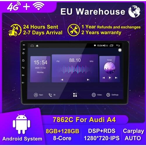 QLED screen Android 10.0 6GB+128GB Car Radio Multimedia video player GPS navigation For Audi A4 B6 B7 S4 B7 B6 RS4 B7 2 Din