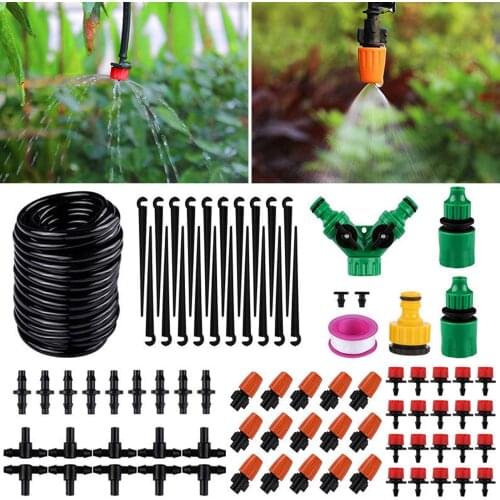 Behogar 30M DIY Drip Irrigation System Automatic Watering Hose Micro Drip Watering with Sprayer Adjustable Drippers for Garden