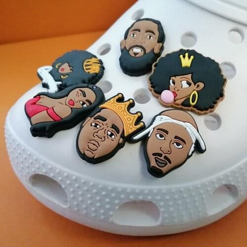 1 Piece Of Black Girl Magic Crocodile Shoes Jewelry Accessory Decoration PVC Black Life Material Charm Button Girl Gift