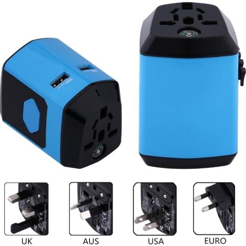 Electrical Socket European/American/Australia/UK Plugs Adaptors All in One International Travel Adapter with USB Charger