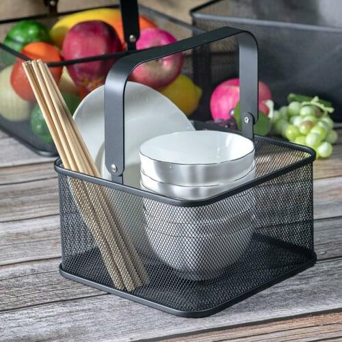 Dirty Clothes Metal Storage basket With Handle Kitchen Cabinet Organizer Fruit Vegetable Laundry Hamper Storage Baskets