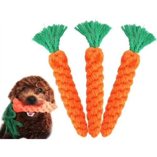 Pet Dog Toy Carrot Shape Cotton Rope Toy Puppy Chew Molar Teeth Cleaning Bite Training Toy Pet Supply 1pc