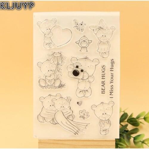 KLJUYP 1 sheet DIY Cute Bears Design Transparent Clear Rubber Stamp Seal Paper Craft Scrapbooking Decoration