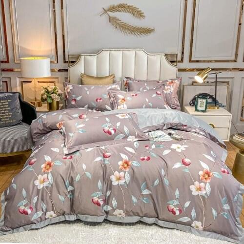 Linglong Flower Four-piece Set AB Version Design Ice Silk Washing/Supple Silky Spring and Summer Quilt Cover Four-piece Set