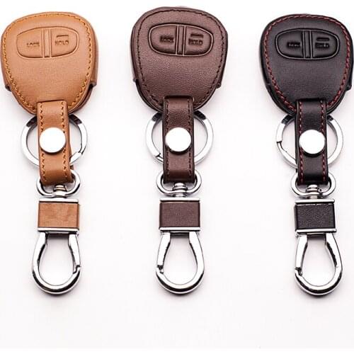 Car Leather Key Cover for Mitsubishi Exxon ASX Colt LANCER Grandis Pajero sport 2 Button Car Key Cover shell Car Key Accessories