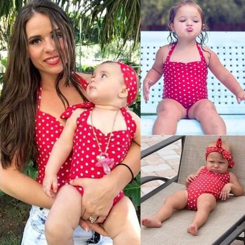 Summer Toddler Swimwear Girls Swimming Costume Bikini Baby Biquini Beachwear Newborn Halter Polka Dot One-Piece Swimsuit