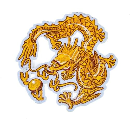 Chinese Animal Embroidery Gold Dragon Patches For Clothing Sew On Sticker Patches Sewing Accessories Clothes Jeans Decoration