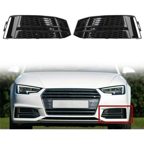 L/R Lower 1 Pair Front Bumper Fog Lamp Grille Glossy Black Bezel 8W0807681F 8W0807682F for Audi A4 B9 2016 2017 2018 Sports
