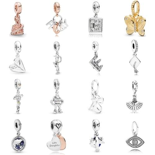 NEW 2021 100% 925 Sterling Silver Jigsaw Butterfly Gems Charm Pendant Fit DIY Original Bracelet Fshion Jewelry Gift