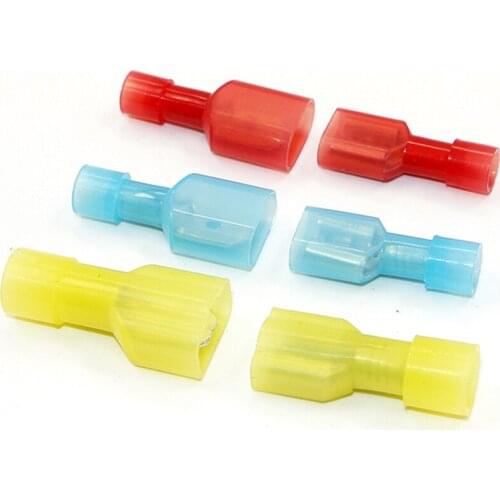 50Pcs Terminals Crimp Wire Cable Connectors Nylon Fully Insulated Spade Female Electrical Crimp Terminators Kit