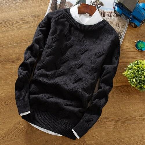 Autumn And Winter MenS Wear Korean-style Stylish Mens O Neck Crew Neck Pullover Base Shirt Thick Long Sleeve Sweater New Style