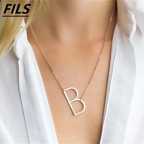 Fils Large Initial Necklace 100% Stainless Steel Jewelry Big Letter Necklace For Women A-Z Gold Necklace Monogram Necklace Gifts