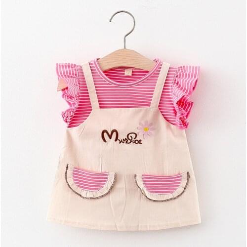 Melario Baby Girls Summer Dress Newborn Fashion Lovely Style Dress Girls Fake Two Dress for Bebes Infant Clothing