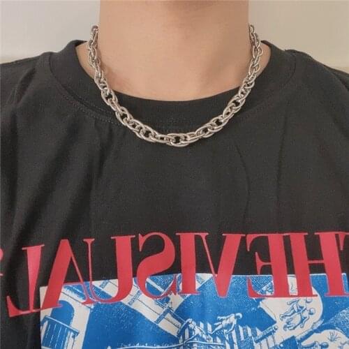 Fashion handmade double buckle flat thick O-shaped titanium steel stainless steel pendant chain hot sale