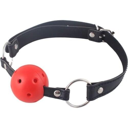 PU Leather SM Mouth Bondage Ball Gag Harness Oral Fixation Mouth Stuffed Adult Game Sex Toys For Couples Flirting