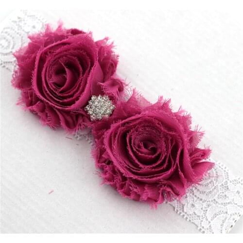 Baby girls Shabby Flower With Diamond Headbands Newborn Lace Headband Infant Wide Lace Headwrap Head band Toddlers Headwear
