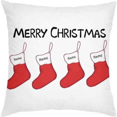 Quirky Novelty Personalized Christmas Decoration Gift Custom Name Throw Pillow Case Cushion Cover Cute Christmas Sock Decor 18"