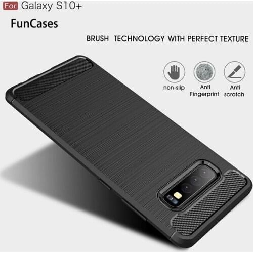 For Samsung Galaxy S10 Case Shockproof Carbon Fiber Soft Silicone Case For Samsung S10 Plus S10E E Protective Case Bumper