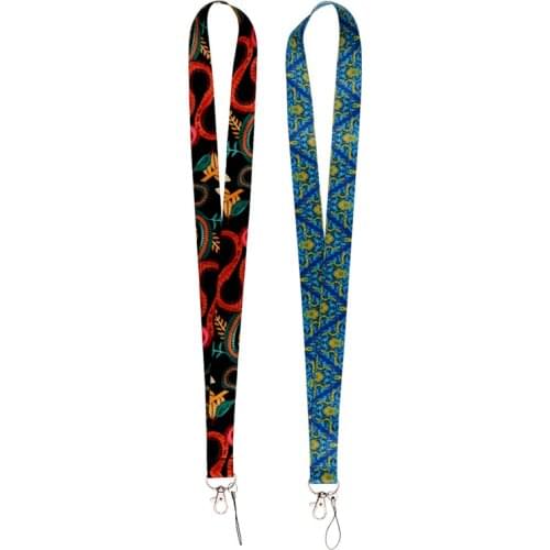 24pcs/lot MD1044 DMLSKY Gothic Snake flower Art Neck Strap Lanyard for keys ID Card Phone Straps USB badge holder DIY Hang Rope