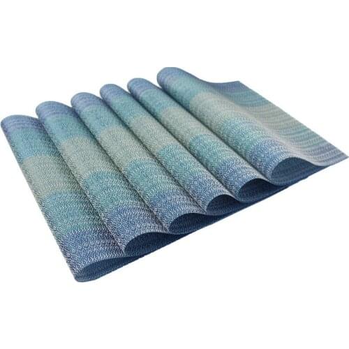 Placemat,Washable Cross-Weave Non-Slip Insulation Placemat Table Mat Set Of 6 (6Pcs Placemats,Light Blue)-ABUX