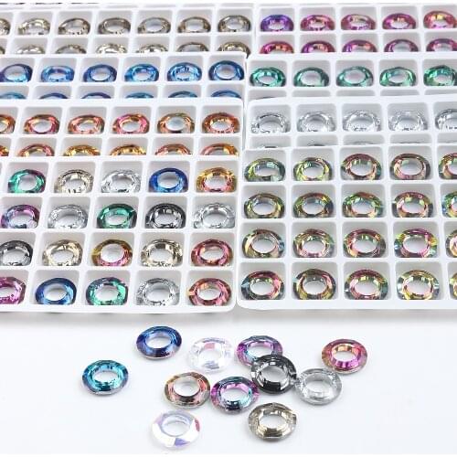 ZHUBI Glass Flat Round Loose Beads 8/10/14mm AB Crystal With Big Hole DIY Making Charms Womens Bracelet Or Jeweley Design