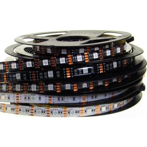 RGB Led Light Strip 5V SMD 5050 5M 150Leds 300Leds Black White PCB Waterproof 5 V Led RGB Strip Lights For Decoration Bedroom