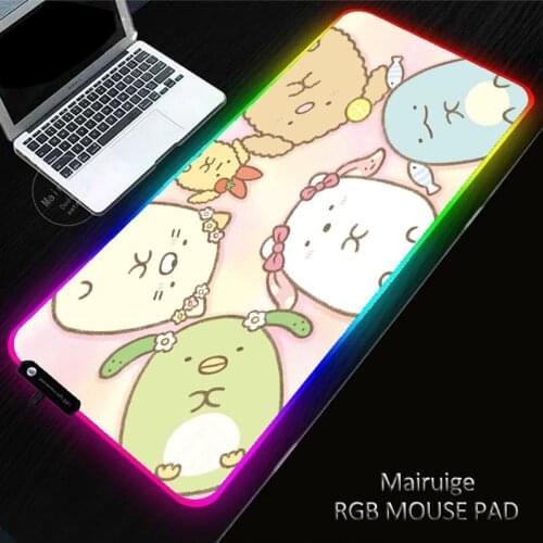 LED Light Anime Sumikkogurashi XXL Mouse Pad RGB Large Gaming Keyboard Non-Slip Computer Genshin Impact Desk Mat Game MousePad