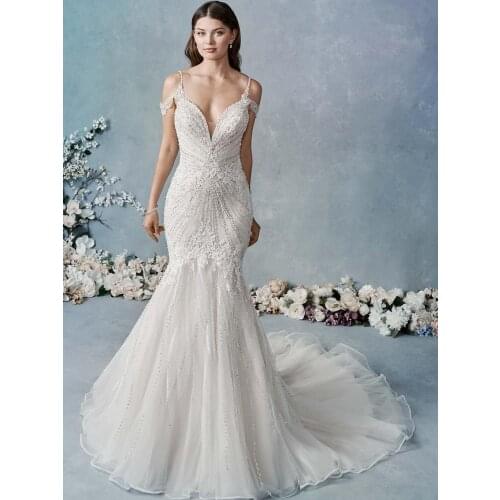 Gorgeous Beaded Mermaid 2022 Wedding Dresses Bridal Gowns Arabic Lace Appliqued Crystal Custom Made robe de mariee