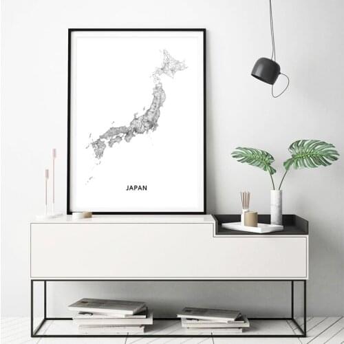 Japan Map Canvas Painting Wall Pictures Black White South Korea City Street Road Map Art Prints Modern Living Room Office Decor