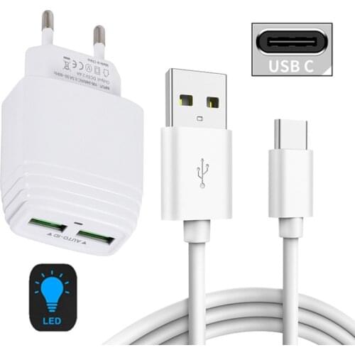 Honor 9S 9 10 Redmi 6A 9A Phone Charger Type C Micro USB Cable 2.4A USB Charge Adapter For LG G9 K61 L90 Motorola E6 One Action