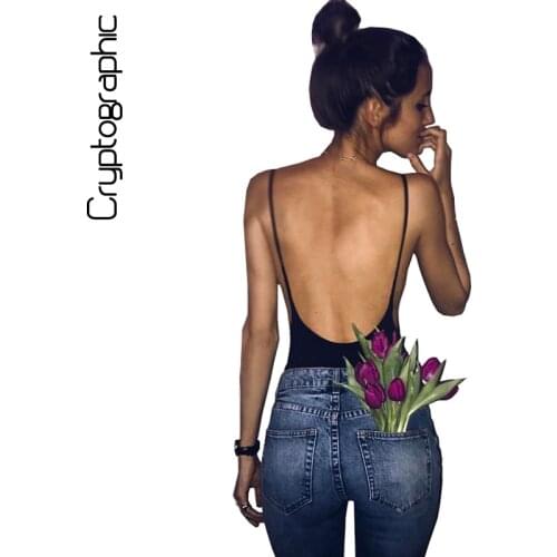 Cryptographic Backless strap cotton female body sexy bodysuit teddy bodycon rompers womens jumpsuit 2021 bodysuits hot overalls