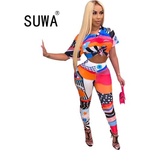 Colorful chic casual women two piece pants set clothing short sleeve classic 90s tshirt top + high waist sweatpants tracksuit