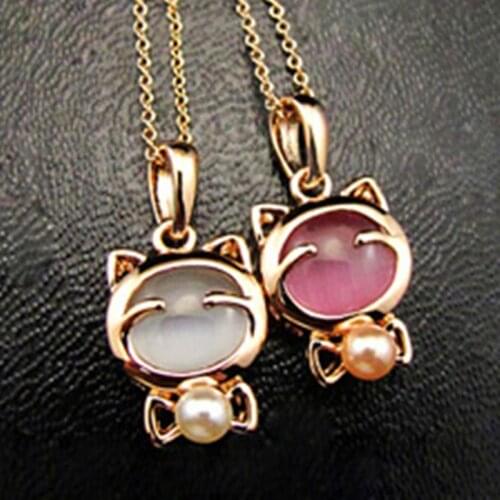 New Fashion Jewelry Lucky Cat Bohemian Statement Necklace Cat Eye Stone Pendant Necklace Female Elegant Necklace 2019