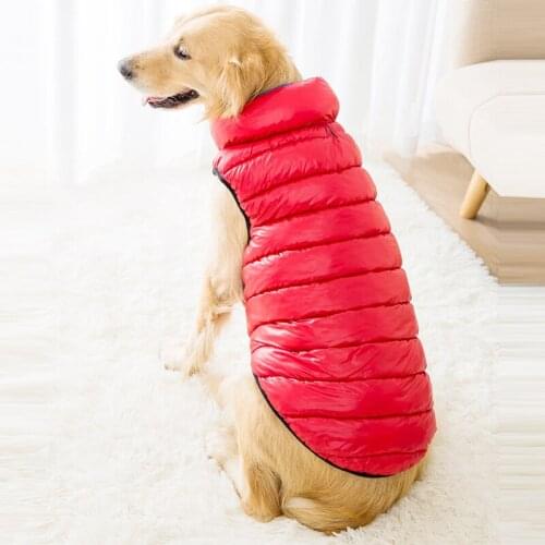 Winter Warm Dog Down Jacket Plus Size 7XL Big Dogs Cats Windproof Down Vest Cotton-padded Clothing Pet Coat Wear On Both Sides