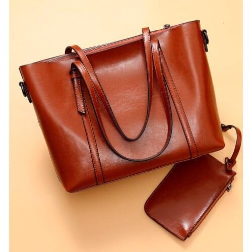 1+1Genuine leather shoulder bolsa feminina de couro women bag handbags dames tassen handtas bolso de mano mujer ladies hand bags