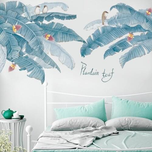 1 Nordic Broad Leaf Wall Stickers for Living Room Bedroom Study Room Decoration PVC Removable Environmental Art Mural Home Decor