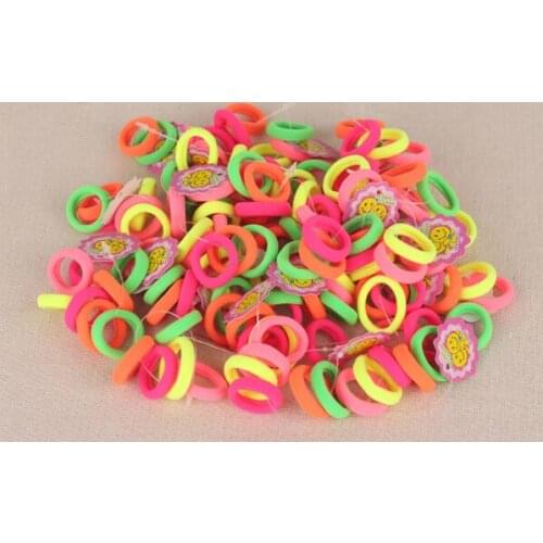 100xkids 3cm mini cute fluorescent colors asst.elastic hairbands ponytail holder party favors gifts loot bag pinata stock filler