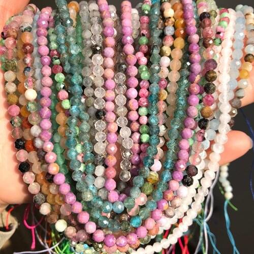 2/3/4mm Natural Faceted Small Stone Agates Crystal Tourmaline Loose Tiny Beads for Jewelry Making Beadwork Material DIY Bracelet