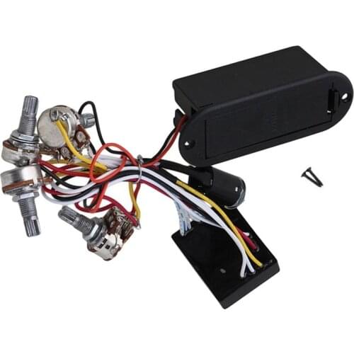 2 Band Active Bass Guitar EQ Equalizer Preamp Circuit Pickup Black