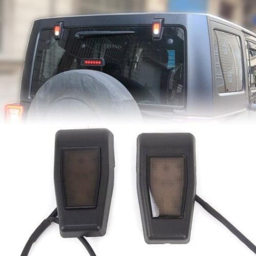 2Pcs Car Tailgate Rear Window Glass Hinge Trim LED Brake Tail Light For Jeep Wrangler JK Accessoriess 2007-2017