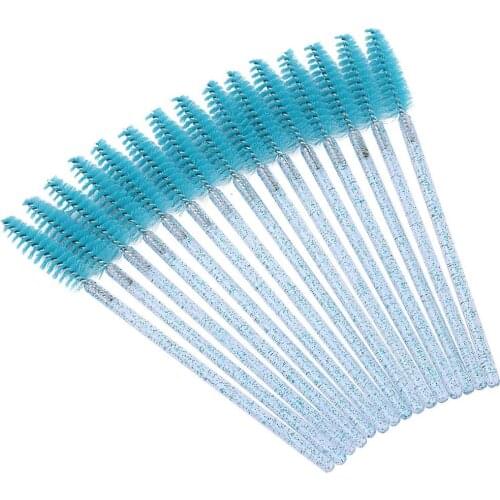 200Pcs Disposable Crystal Eyelash Brush Grafting Eyelash Curling Comb Mascara Wands Applicator Beauty Makeup Brushes Blue