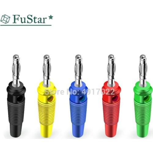 5pcs Connector 4mm Banana Plug Copper Plug Solderless And Foldable Screw Connection Fixing Audio Audio Speaker Plug Socket Hot
