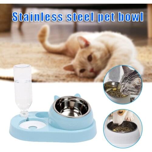 Pet Double Bowl Feeder Automatic Water Dispenser Removable Pet Feeder for Small Medium Size Dog Cat Free Cat Supplies