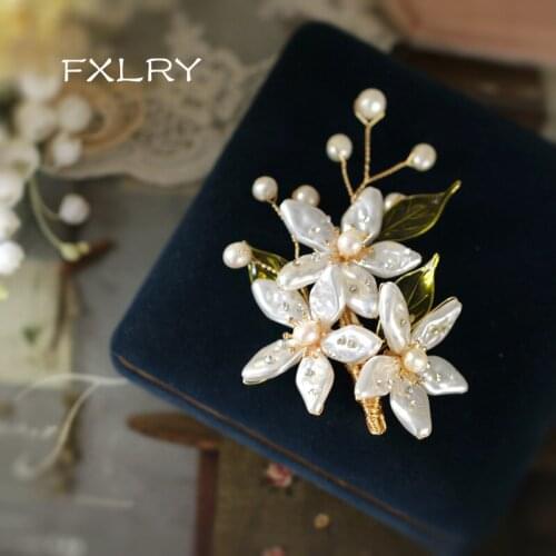 FXLRY Original Handmade Natural Pearl Flower Branch Shape Brooch Autumn And Winter Sweater Cardigan Pin