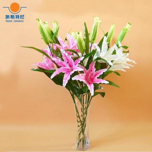 4pcs artificial flower bouquets lily flower bouquets flower bunches 1pcs have two flowers and one buds