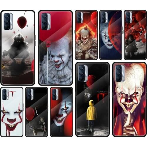 The Clown Horror It Tempered Glass Cover For Realme 7 7i XT C3 6 5 Pro for OPPO A9 2020 A52 Find X2 Lite Phone Case