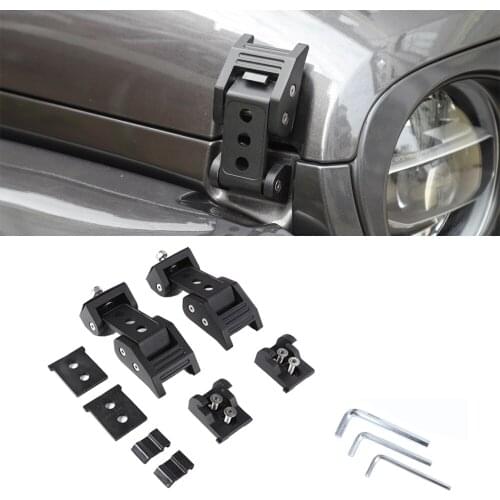 For Jeep Wrangler JL 18-19 Black Engine Lock Hood Latch Catch Cover ABS +Stainless Steel Exterior Second Generation Car Styling