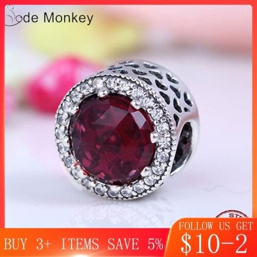 CodeMonkey 100% Real 925 Sterling Silver Dark Red Grass Beads Charms Fit Original Original s Bracelet DIY Jewelry For Women 1007